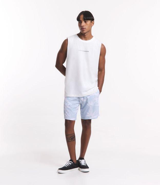 Bermuda de Banho em Microfibra com Estampa de Folhagens - 1