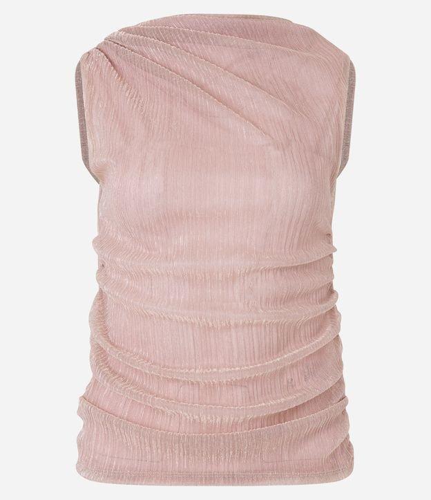 Blusa sem Manga em Tule com Decote Degagê e Efeito Metalizado - 2