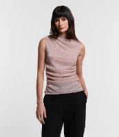 Blusa sem Manga em Tule com Decote Degagê e Efeito Metalizado - 1