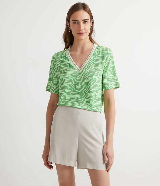 Blusa Manga Curta Estampa de Animal Print Zebra - 1