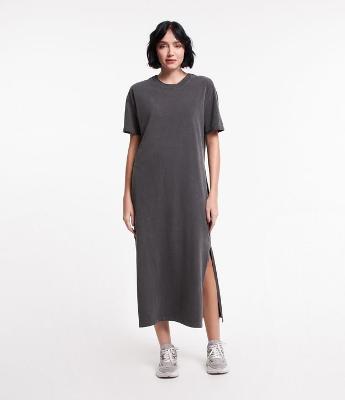 Vestido New Midi em Meia Malha com Fenda Lateral