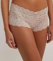 Calcinha Caleçon Básica em Renda Rústica com Textura Floral - 1