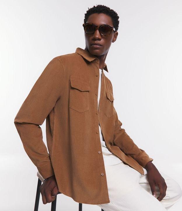 Camisa Comfort em Veludo com Bolsos Frontais - 1