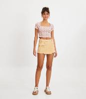 Short Saia em Sarja Transpassado com Bolso Cargo - 1