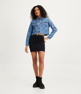 Saia Curta em Cotton com Elástico no Cós