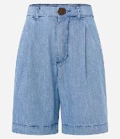 Bermuda Alongada Jeans com Elástico no Cós e Abotoamento Frontal - 1