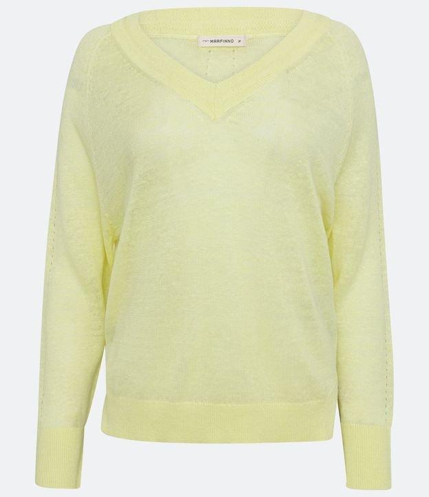 Blusa em Tricô de Linho Puro com Decote V - 2