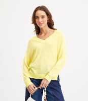 Blusa em Tricô de Linho Puro com Decote V - 1