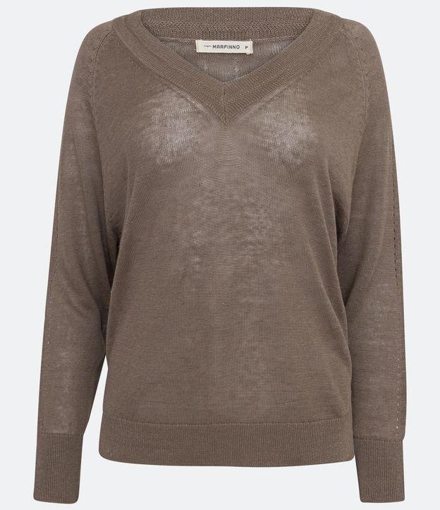 Blusa em Tricô de Linho Puro com Decote V - 2