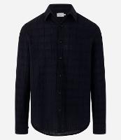 Camisa Regular em Linho com Textura Grid e Manga Longa - 1