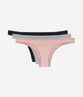 Kit 03 Calcinhas Tanga em Algodão com Lateral Média DelCotton