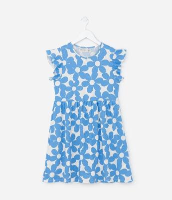 Vestido Infantil Manga Curta com Estampa Floral - Tam 5 a 14 anos