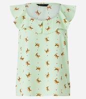 Blusa Sem Manga em Crepe com Gola Babado e Onças Estampadas - 2