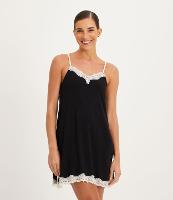 Camisola de Alcinha em Viscolycra com Renda no Decote e Barra - 1