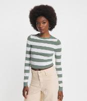 Blusa em Viscose Listrado com Punhos e Barra Canelada - 1