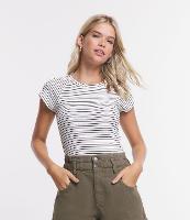 Blusa Básica em Ribana Listrada com Cava Raglan - 1