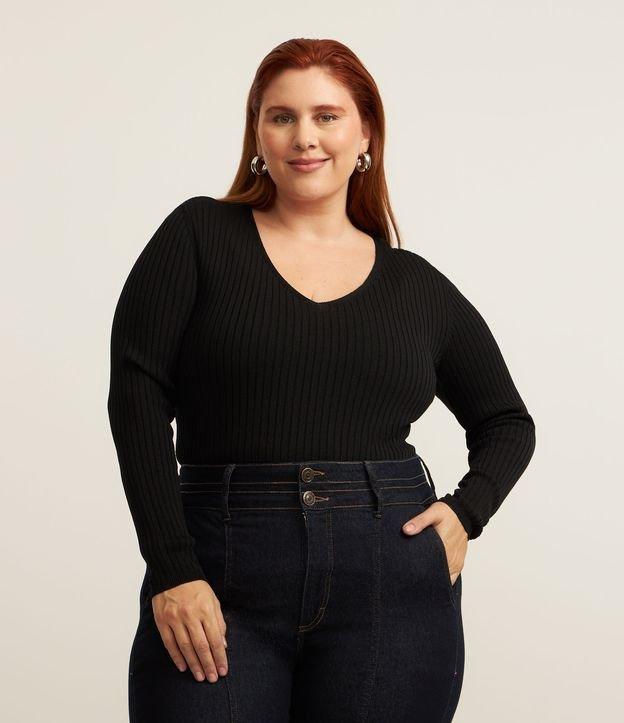 Blusa Manga Longa em Tricô Canelado Curve & Plus Size - 2