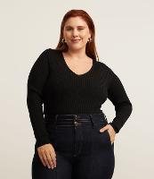 Blusa Manga Longa em Tricô Canelado Curve & Plus Size - 2