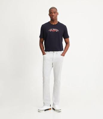 Calça Slim em Sarja com Elastano e Cós Elástico