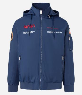 Jaqueta Quebra-Vento com Capuz e Estampa Nasa