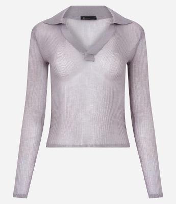 Blusa em Viscose com Gola Polo e Texturas