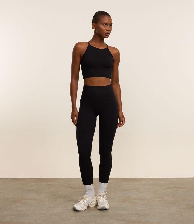 Calça Legging Esportiva com Textura Canelada e Sem Costura - 3