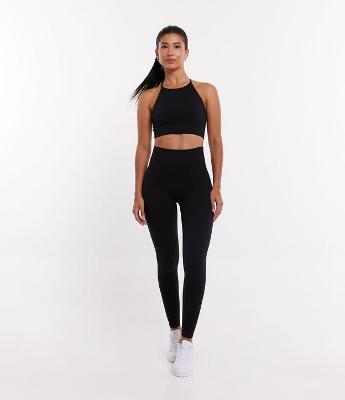 Calça Legging Esportiva com Textura Canelada e Sem Costura