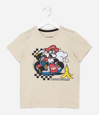 Camiseta Infantil com Estampa do Mário Kart - Tam 4 a 10 anos