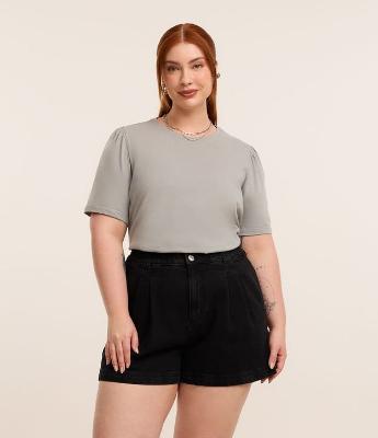 Blusa em Algodão com Manga Bufante Curve & Plus Size