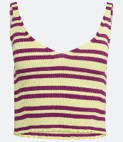 Blusa de Alça em Tricô Canelado com Listras Contrastantes - 2