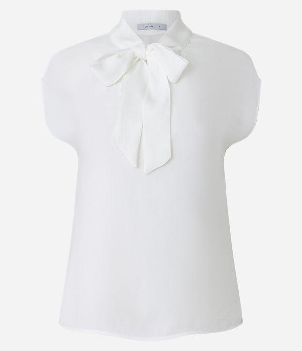 Blusa Sem Manga em Chiffon com Gola Laço e Decote V - 2