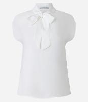 Blusa Sem Manga em Chiffon com Gola Laço e Decote V - 2