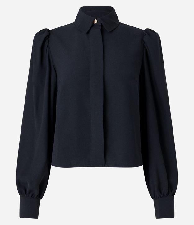 Camisa em Crepe com Botão Diferenciado e Manga Bufante - 1