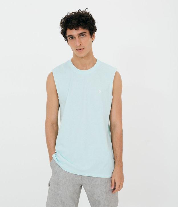 Regata Machão em Meia Malha com Lettering e Corte a Fio - 1