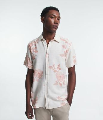 Camisa Regular em Tricoline com Bordado Floral