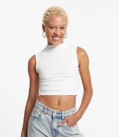 Blusa sem Manga em Ribana com Golinha Alta e Franzinho Lateral - 1