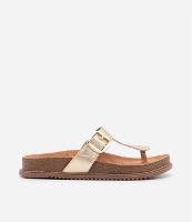 Sandália Rasteirinha em PU com Tiras Largas Diferenciadas - 1