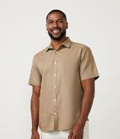 Camisa Comfort Básica em Linho com Manga Curta - 1