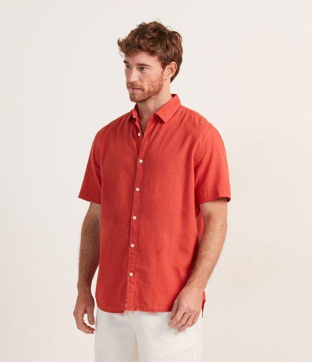 Camisa Comfort Básica em Linho com Manga Curta - 1