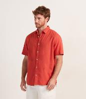 Camisa Comfort Básica em Linho com Manga Curta - 1