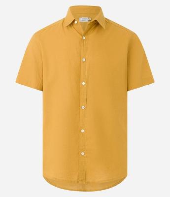 Camisa Comfort Básica em Linho com Manga Curta