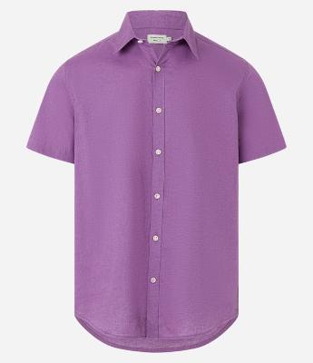 Camisa Comfort Básica em Linho com Manga Curta