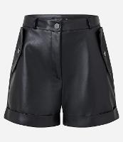 Short Cintura Alta em Material Sintético com Lapelas nos Bolsos - 2