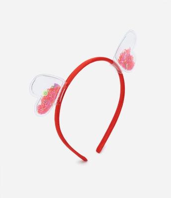Tiara Infantil com Orelhinha de Corações e Brilhos