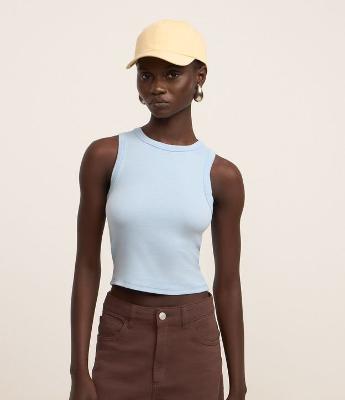 Regata Cropped Básica em Ribana Canelada