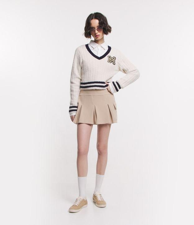 Short Saia em Crepe com Pregas e Bolso Cargo - 1