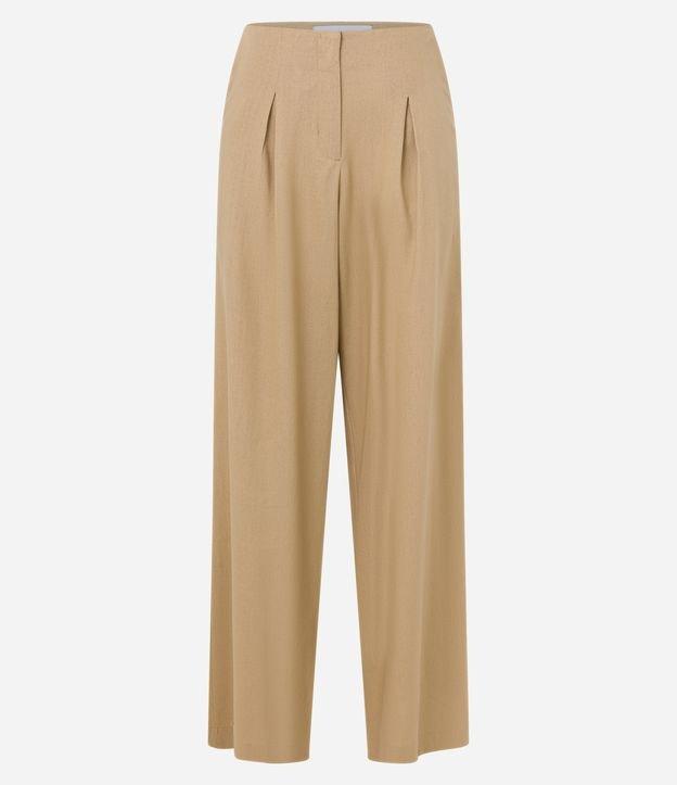 Calça Reta em Viscolinho com Pregas - 1