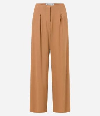 Calça Reta em Viscolinho com Pregas