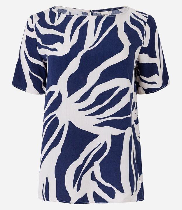 Blusa Manga Curta em Vicose com Folhagens Estampadas - 2