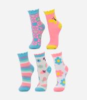 Kit 05 Meias Infantis em Algodão com Estampas Variadas - Tam 19/22 ao 31/34 - 1